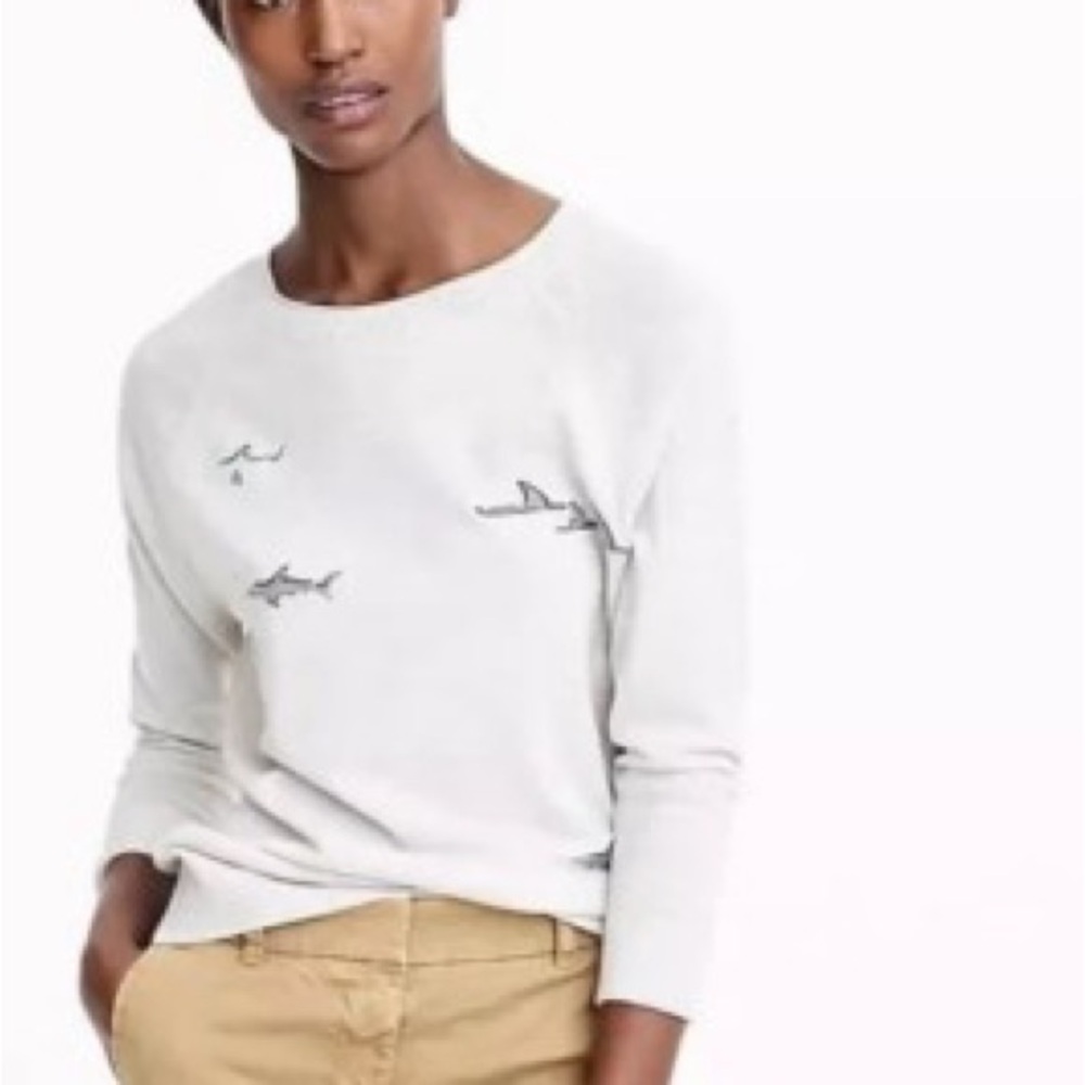 SOLD J,Crew Light Gray Sweater with Embroidered Design